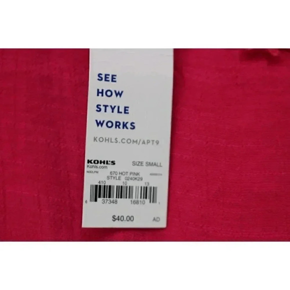 Apt. 9 Women's Pink Summer Top-Size Small-New w/Tags - Picture 3 of 9